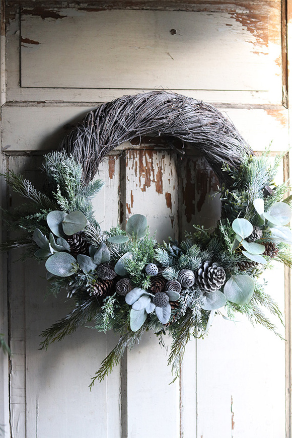 asymetryczny wianek zimowy, Idzie Zima, śr.57cm   