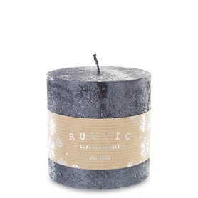 Rustic Candle, świąteczna świeca w kształcie walca, czarny metalic, wys.9cm