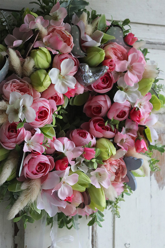 gęsty wianek z wiszącymi jajkami, Wielkanocna Łąka, śr.34cm