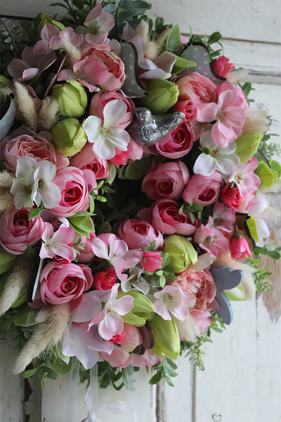 gęsty wianek z wiszącymi jajkami, Wielkanocna Łąka, śr.34cm