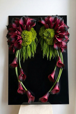 New Design Skrzydła Anioła Bordo Ombre, dekoracja nagrobna na czarnej podstawie, wym.90x60cm 