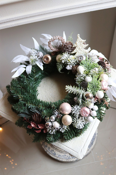 Biała Zima, wianek świąteczny / stroik