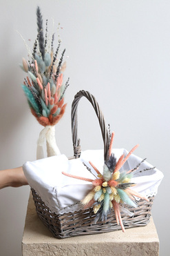 Chatka, komplet dekoracji wielkanocnych, koszyczek&palemka, wys.50/31cm 