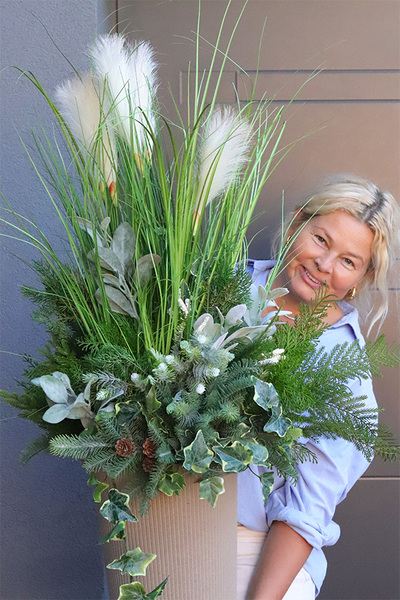 Lunedia, zielona kompozycja z trawami