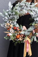 Święta u Teresy, świąteczny wianek na drzwi z ptaszkami