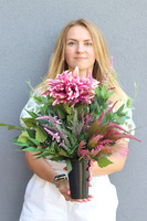 Chryzantemo, bukiet nagrobny we wkładzie, dł.48cm