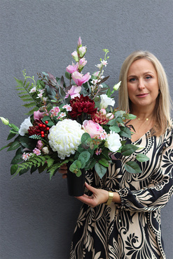 Koroneta, nagrobny bukiet we wkładzie do flakonu, dł.60cm 