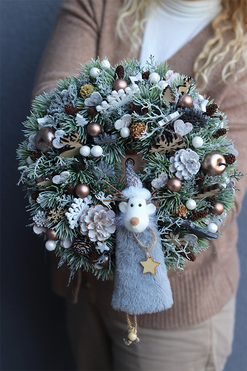 Skrzacik Zimowy, świąteczny wianek z reniferem, śr.30cm 