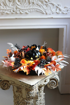Halloween Black, jesienny stroik halloweenowy LED, wym.17x40cm