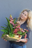 Dekoria Laos Granada, sztuczny storczyk w łódce