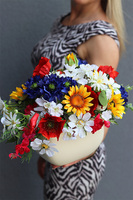 Czerwiec w Pełni, kompozycja ze słonecznikami, wym.27x42cm