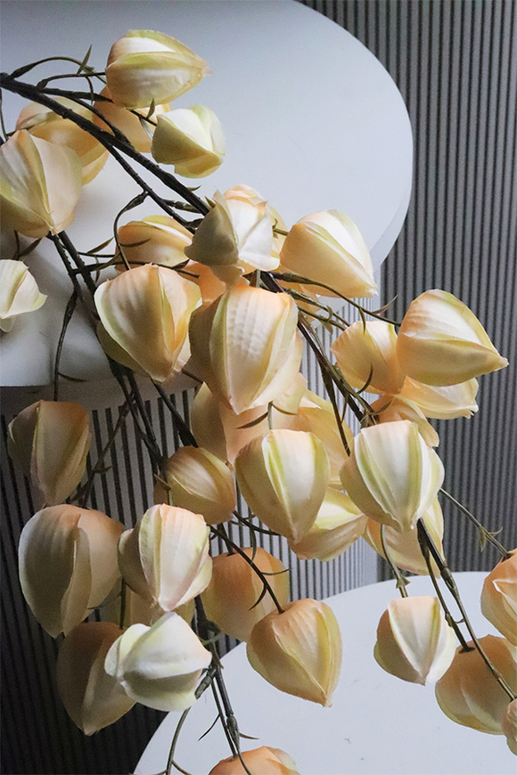 Miechunka, gałązka sztuczny kwiat, kremowa