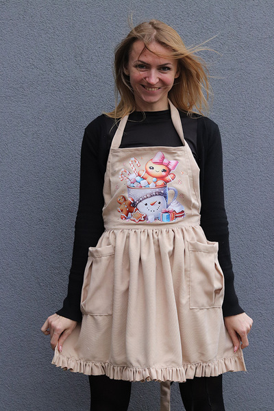 Christmas Kitchen, świąteczny fartuch kuchenny, beżowy