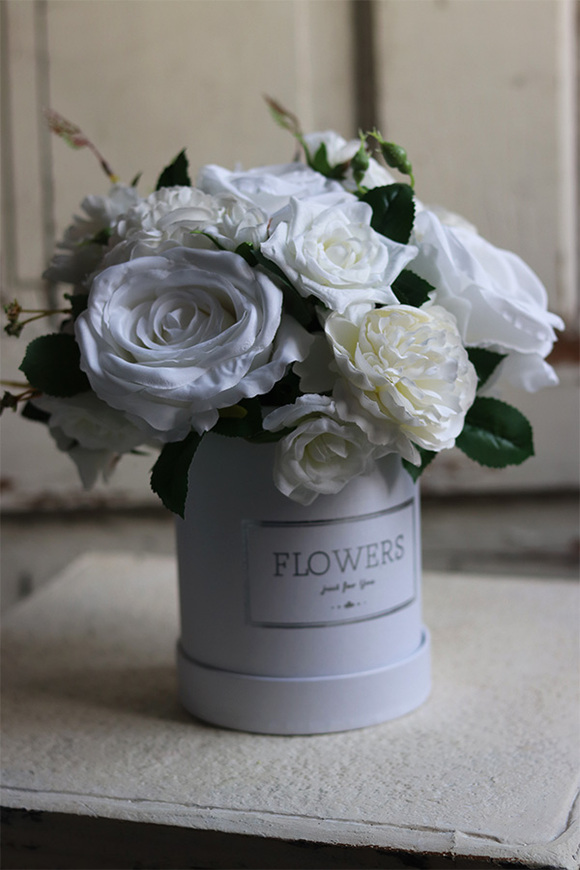 flowerbox z białymi kwiatami, Bielissa, wys.25cm 