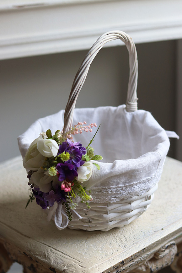 Wiosenny Czas, komplet dekoracji, koszyczek + kotylion + wianek