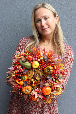 jesienny wianek na drzwi, Pora na Liście 2, śr.30cm    