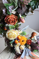 Mushroom, jesienny asymetryczny wianek z dynią