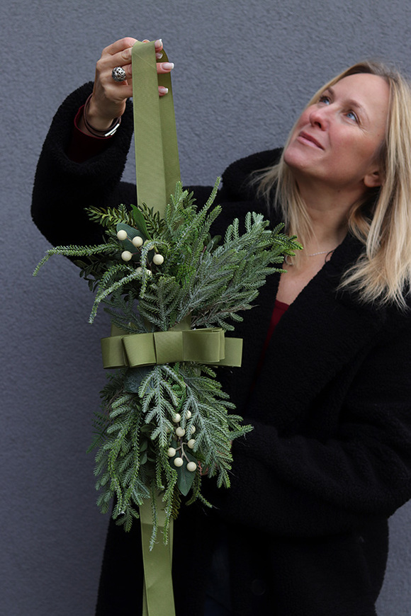 Green Christmas Door Mini, zawieszka świąteczna na drzwi dwustronna