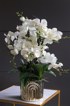 Golden Moment, sztuczny storczyk w złotej donicy, wys.55cm 