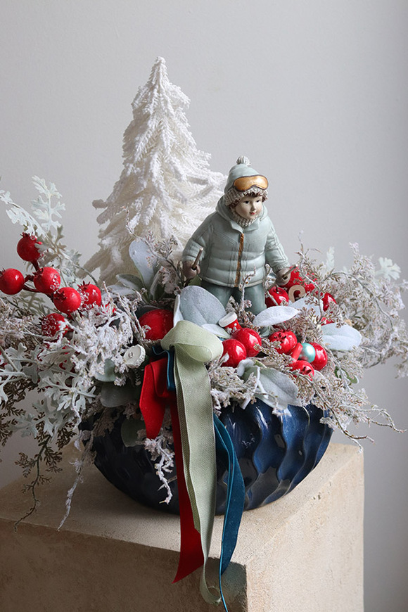 Narciarz, wysokiej jakości stroik świąteczny