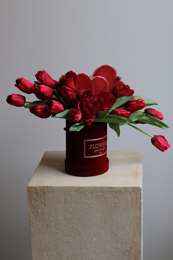 Tulip Love, flowerbox na walentynki serce