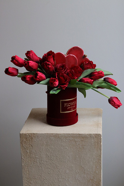 Tulip Love, flowerbox na walentynki serce