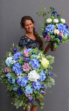 Hefriana Blue, komplet dekoracji nagrobnych, wiązanka + bukiet