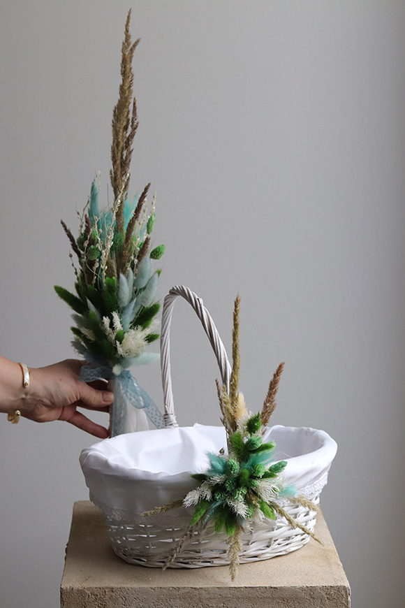 Tradycja z Klasą, komplet dekoracji wielkanocnych. koszyczek & palemka, wys.30/60cm 