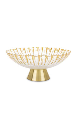 Emia, szklana patera dekoracyjna na nodze, wym.11x25x25cm