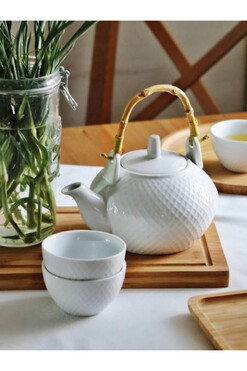 Haiku, porcelanowy zestaw do herbaty, dzbanek 0.8l + 4 czarki