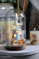 Latarnia Morska LED, kompozycja marynistyczna pod kloszem