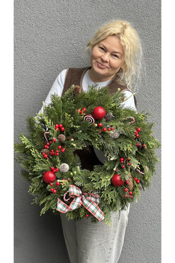 Naturalmente, świąteczny wianek na drzwi, śr.50cm