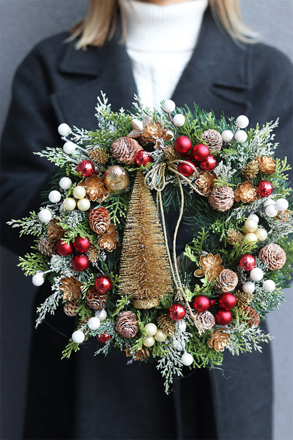 Choineczka, elegancki bożonarodzeniowy wianek, śr.28cm