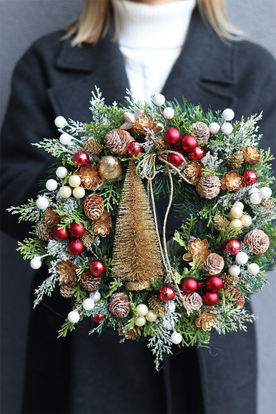 Choineczka, elegancki bożonarodzeniowy wianek, śr.28cm