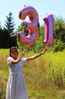 Numbers, różowa połysk cyfra balon z helem