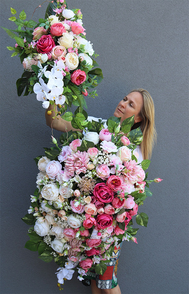 Lozanna Pink, bogata wiązanka nagrobna, dł.100cm