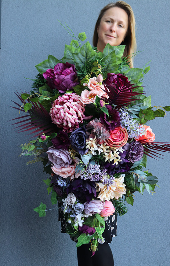 Lissa, fioletowy komplet dekoracji nagrobnych, bukiet + 2 wiązanki 