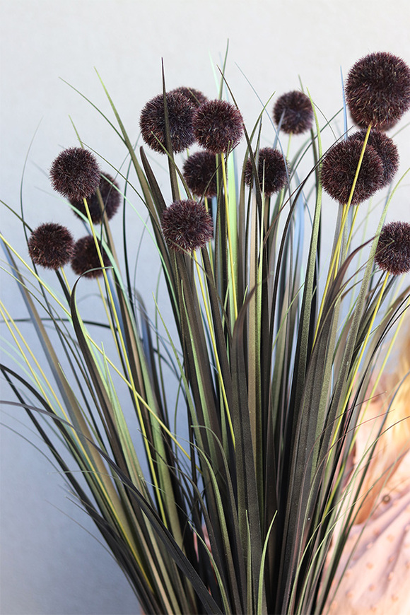 Black Tiger Mars, sztuczna czarna trawa w srebrnej donicy