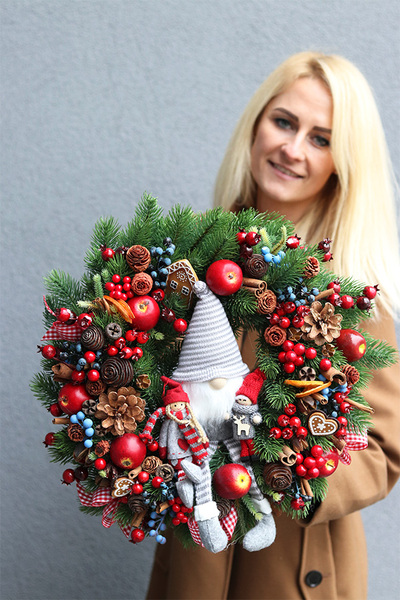 Skrzat Świąteczny, bożonarodzeniowy wianek na drzwi