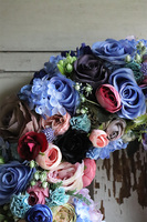 efektowny wianek z niebieskimi różami, Pranassa Pranella, śr.39cm 