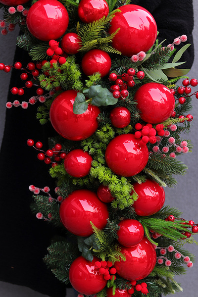 Karminowe Love Xmas, świąteczna girlanda na kominek