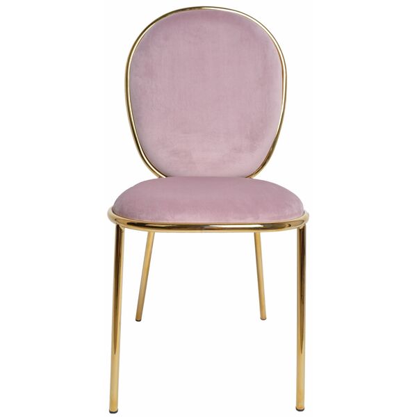 Prenolia, krzesło z welurowym obiciem, różowe, wym.44x51x92cm