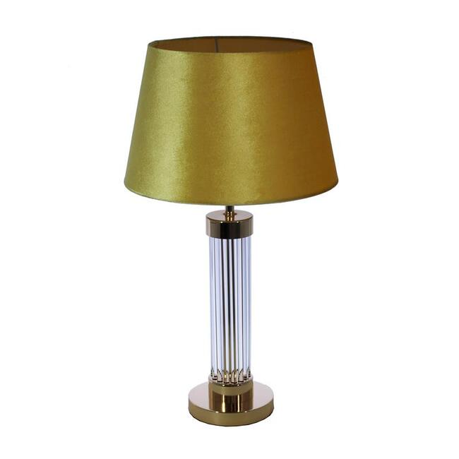 Tubo Gold, lampa stołowa, abażur musztardowy stożek, wys.64cm 