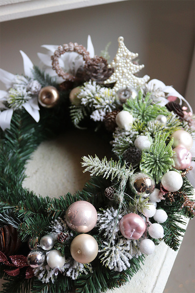 Biała Zima, wianek świąteczny / stroik