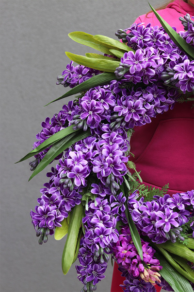 Hiacynty Fiolet 3, wiosenny wianek z hiacyntami