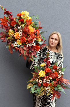 Clemente Orange, komplet dekoracji nagrobnych, kompozycja w misie + bukiet