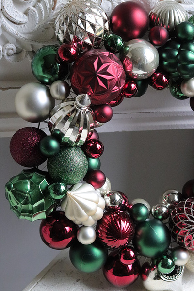 wianek bożonarodzeniowy Bombki Burgund