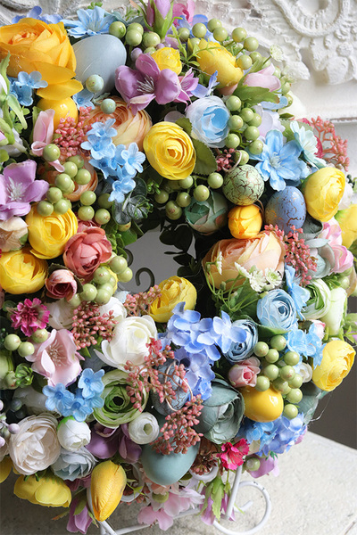 Wiosenna Pastelinata, kolorowy wianek na drzwi