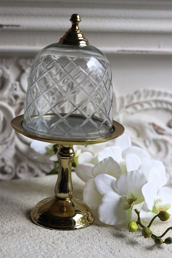 patera na nodze z kloszem, Lux Villa Silver Glamour