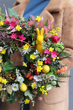 Tęcza Wielkanocna, wielkanocny wianek na drzwi z jajkami, śr.46cm 